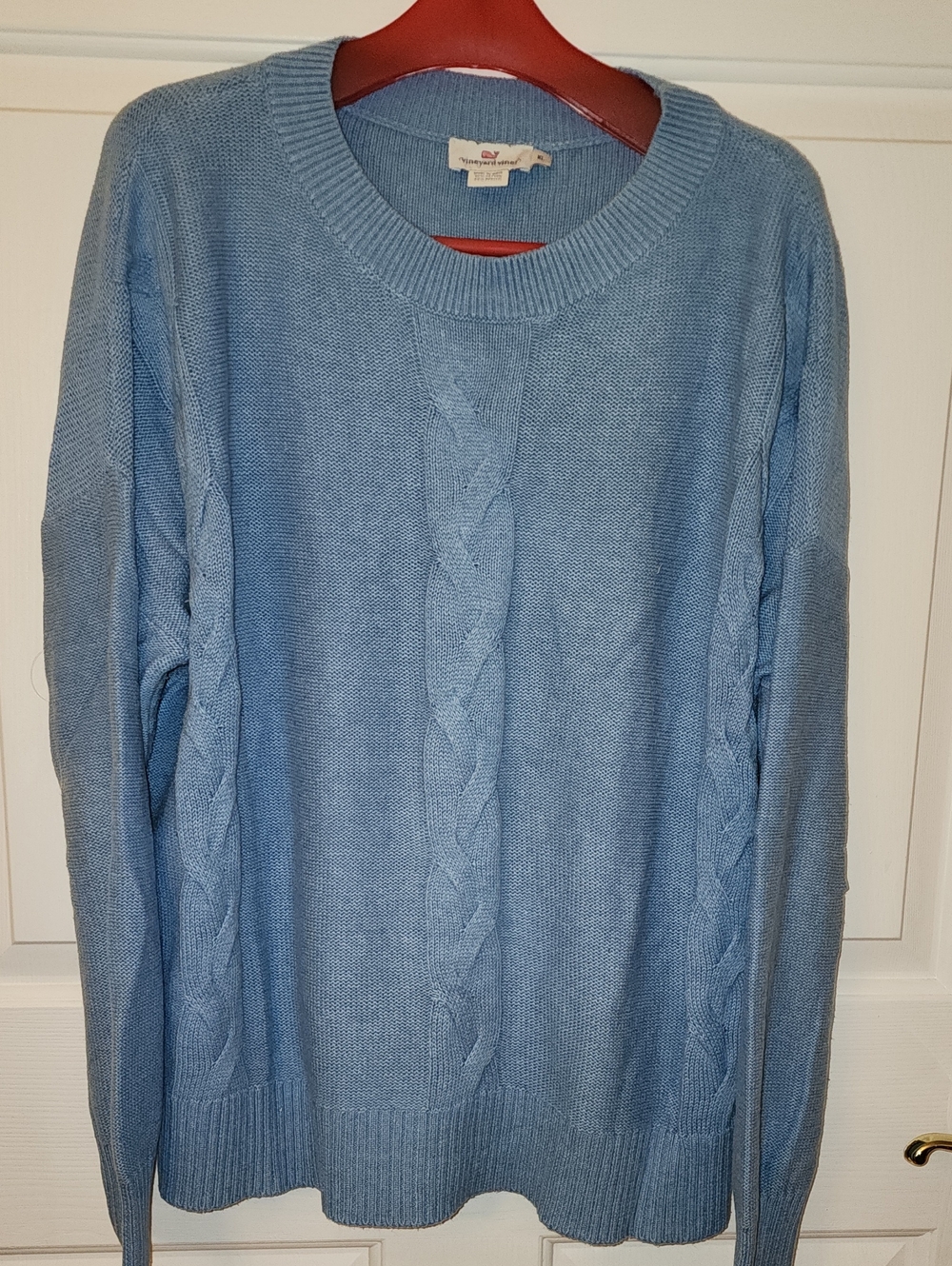 Vineyard Vines Women's Sky Blue Cable Crewneck Sweater